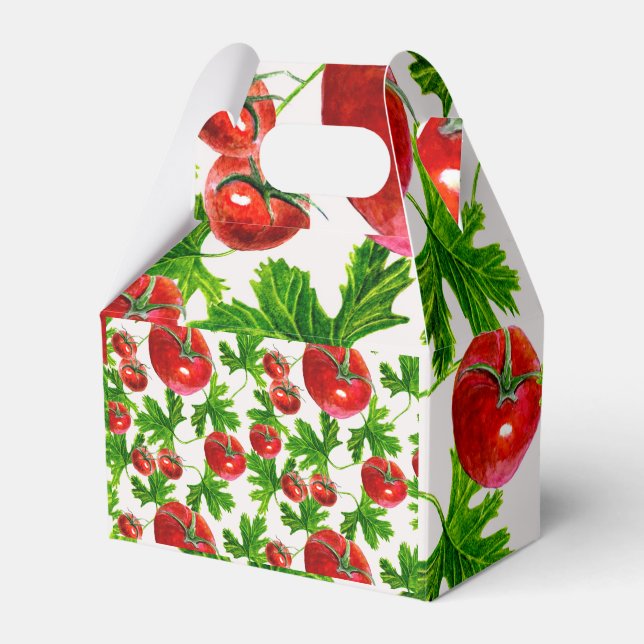 Tomato with Leaves Pattern Favour Box (Front Side)
