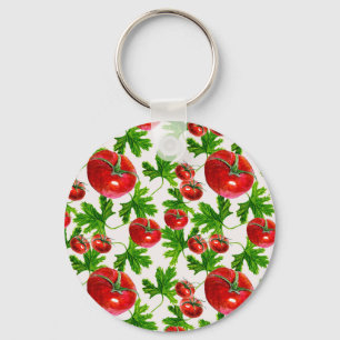 Tomato with Leaves Pattern Key Ring
