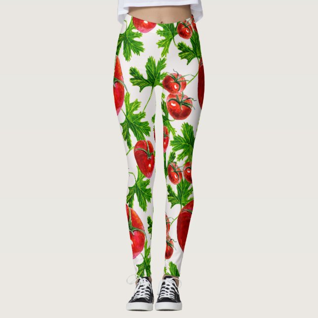 Tomato with Leaves Pattern Leggings (Front)