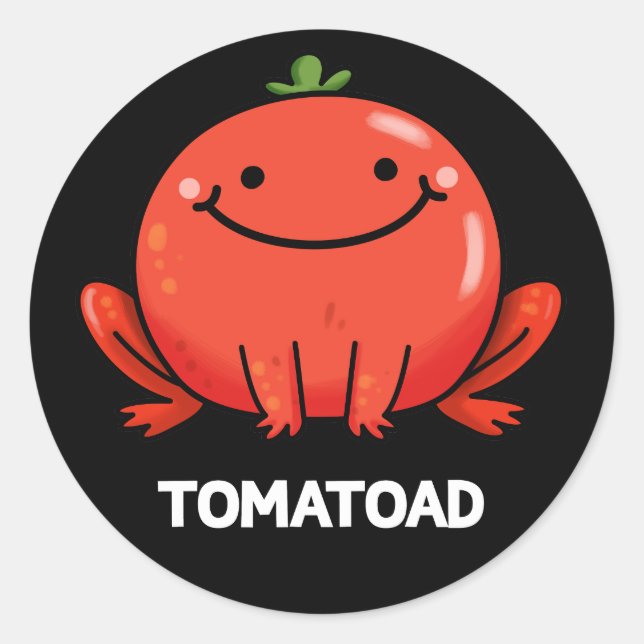 Tomatoad Funny Tomato Toad Pun Dark BG Classic Round Sticker (Front)