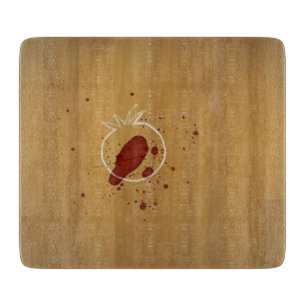 Tomatocide Chalk Outline Blood Spatter Crime Scene Cutting Board