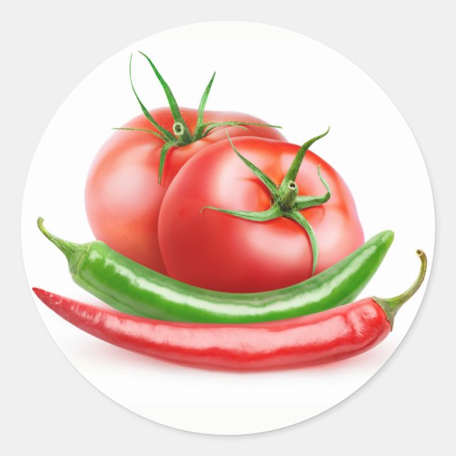 Tomatoes and chilies classic round sticker (Front)
