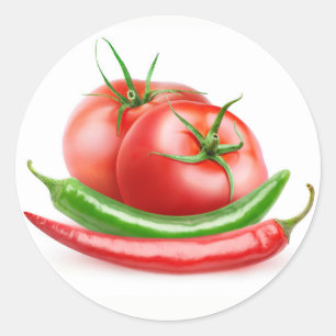 Tomatoes and chilies classic round sticker