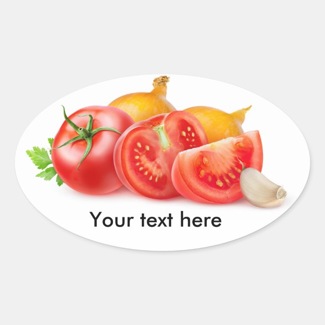 Tomatoes and onions oval sticker (Front)