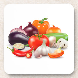 Tomatoes Asparagus Beets Watercolor Vegetables Coaster