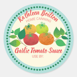 Tomatoes basil tomato sauce home canning classic round sticker