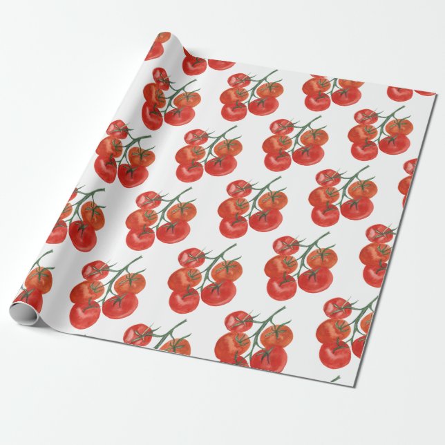 Tomatoes gift wrap watercolor (Unrolled)