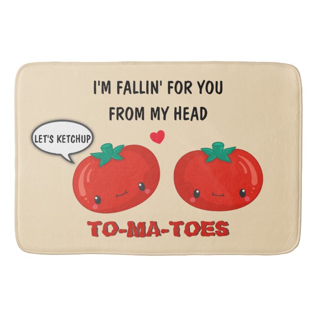 Tomatoes In Love Cute Romantic Valentine's Day Bath Mat (Front)