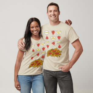 tomatoes jumping to fried potatoes, cartoon T-Shirt