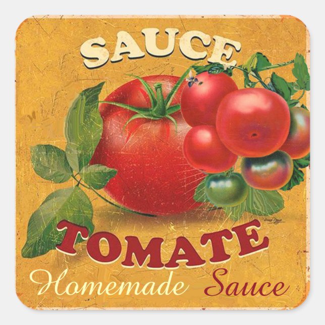 TOMATOES KITCHEN PRESERVES ,CANNINGS ,TOMATO SAUCE SQUARE STICKER (Front)