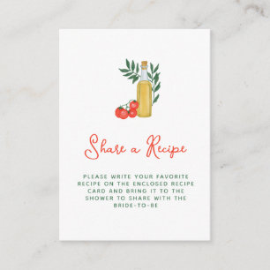 Tomatoes & Olive Oil Bridal Shower Recipe Request Enclosure Card