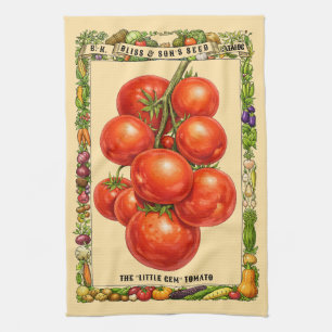 Tomatoes Retro Victorian Era Botanical Art Tea Towel