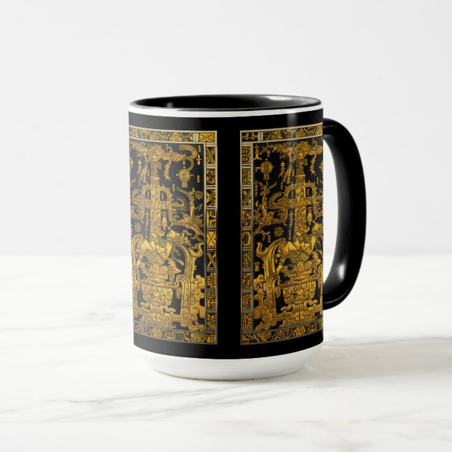 Tomb of Pakal - Gold Palenque Astronaut Mug (Front Right)