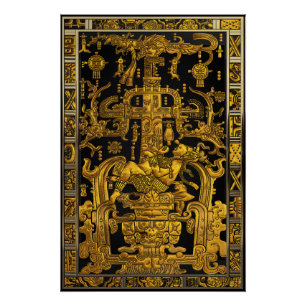 Tomb of Pakal - Gold Palenque Astronaut Poster