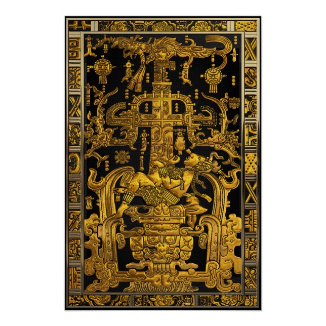 Tomb of Pakal - Gold Palenque Astronaut Poster (Front)