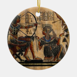 Tomb Painting on Papyrus Ceramic Tree Decoration