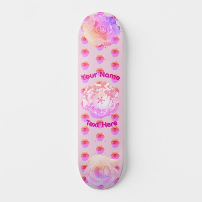 Tomboy Pink Flower Skateboard (Front)