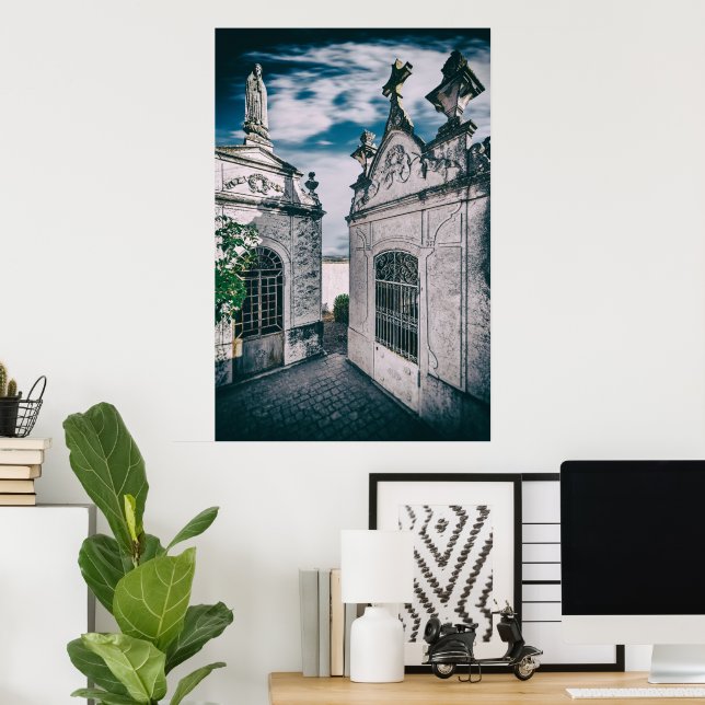 Tombs in a Catholic cemetery in Crato, Portalegre Poster (Home Office)