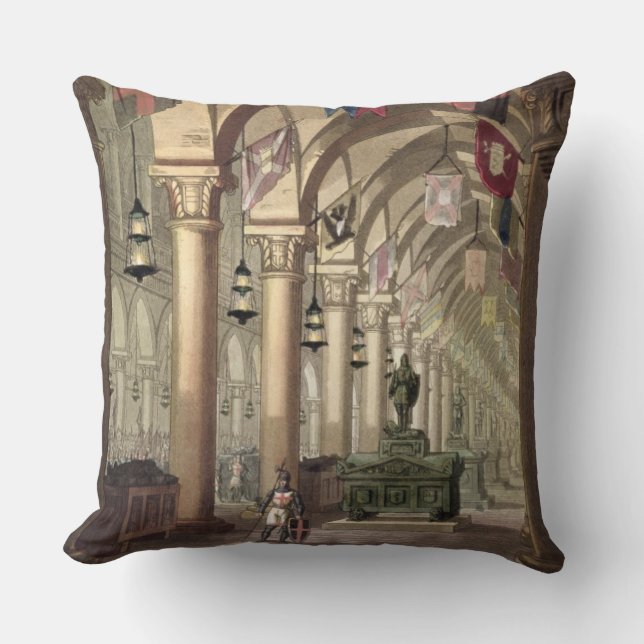 Tombs of the Knights Templar, c.1820-39 (aquatint) Cushion (Front)