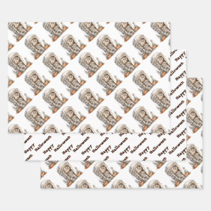 Tombside Trouble – Mummy Mischief & Mini Monsters Wrapping Paper Sheet