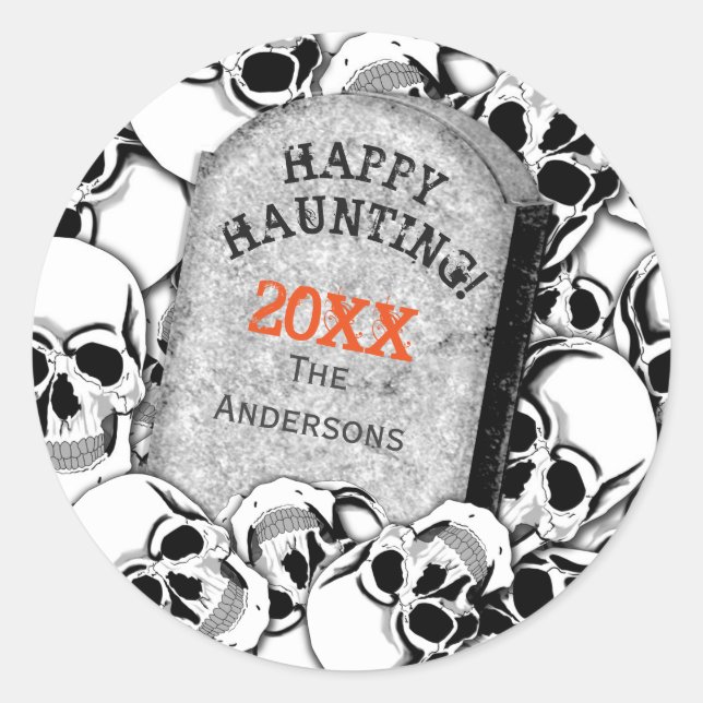 Tombstone and Skulls ID216 Classic Round Sticker (Front)