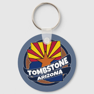 Tombstone Arizona flag burst keychain