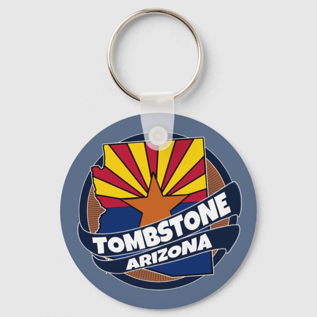 Tombstone Arizona flag burst keychain (Front)