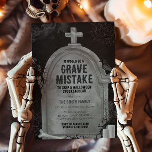 Tombstone Grave Mistake Halloween Party Invitation