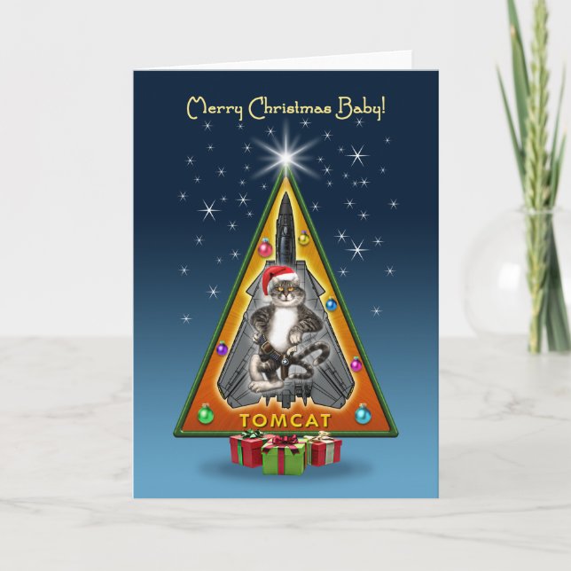 Tomcat Christmas Tree Holiday Card (Front)