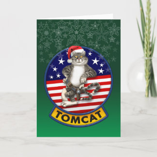 Tomcat Mascot Christmas Holiday Card