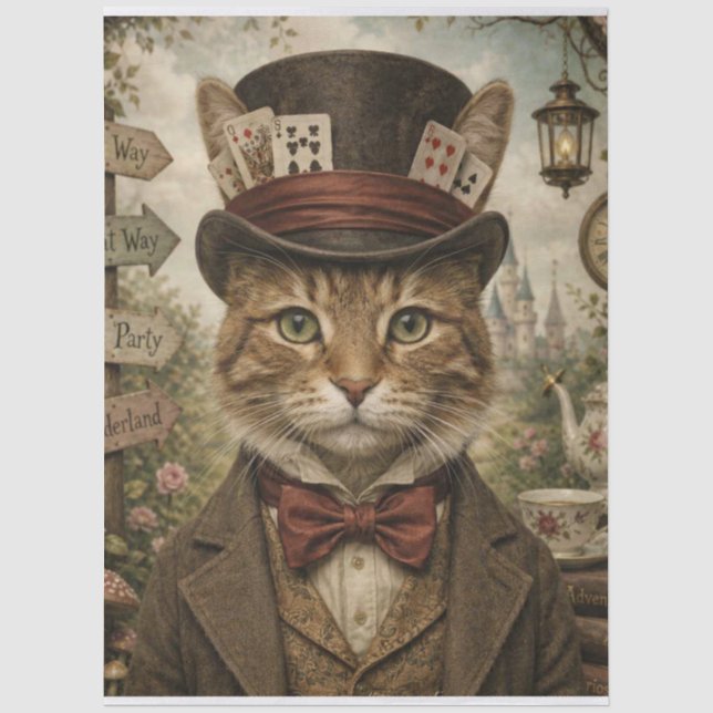 Tomcat Tea Party Decoupage Tissue Paper (Front)