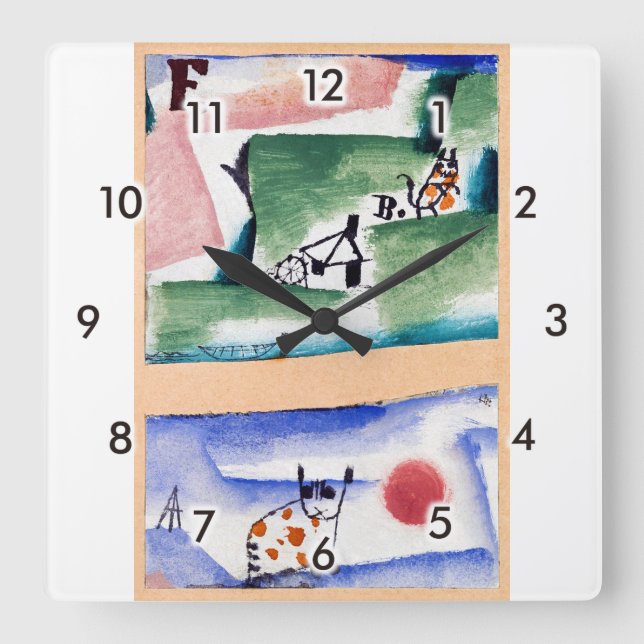 Tomcat's Turf, Paul Klee Square Wall Clock (Front)