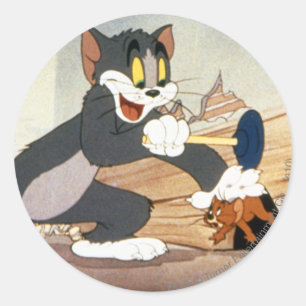 Tome And Jerry Plunger Classic Round Sticker