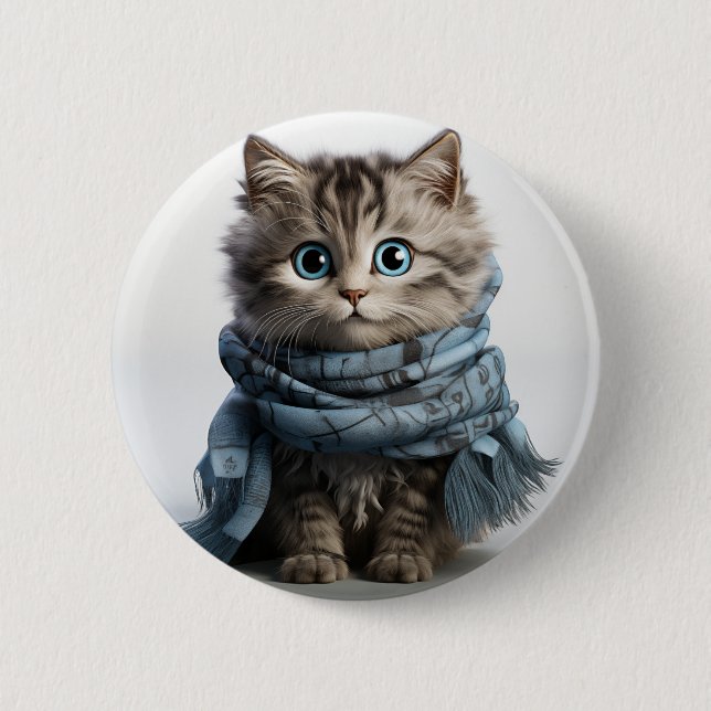 Tommy, the fluffiest Tabby Cat 6 Cm Round Badge (Front)