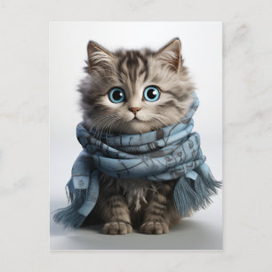 Tommy, the fluffiest Tabby Cat Holiday Postcard