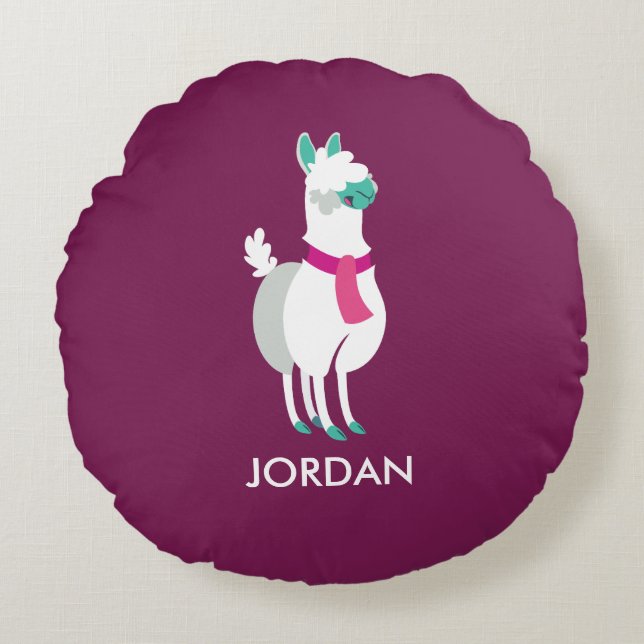 Tommy the Llama Round Cushion (Front)