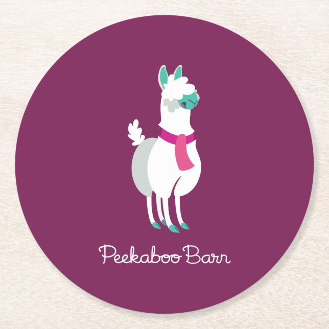 Tommy the Llama Round Paper Coaster (Front)
