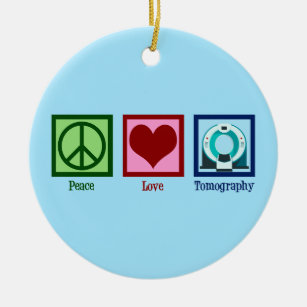 Tomographer Peace Love Tomography Ceramic Tree Decoration