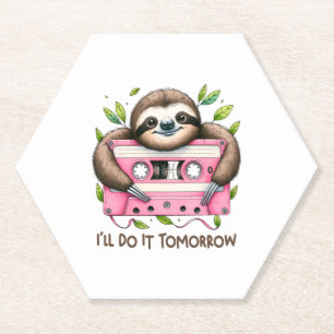 Tomorrow Funny Sloth Paper Coaster