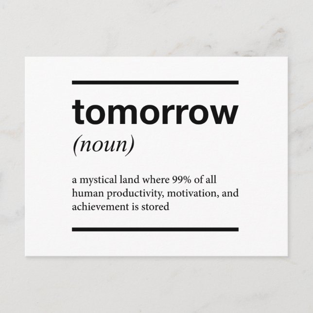 Tomorrow Inspirational Design Postcard (Front)