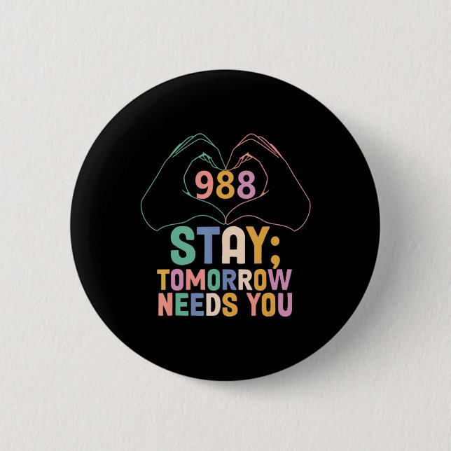 Tomorrow Needs You 988 Suicide Prevention Awarenes 6 Cm Round Badge (Front)