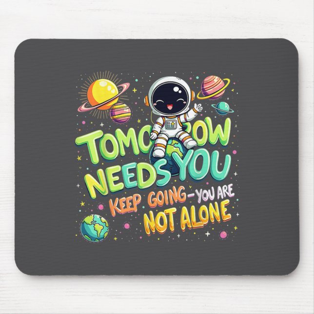 Tomorrow Needs You Motivational Space Astronaut Gr Mouse Mat (Front)