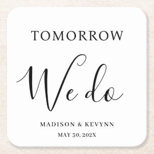 Tomorrow We Do Minimal and Chic   Wedding Napkins Square Paper Coaster