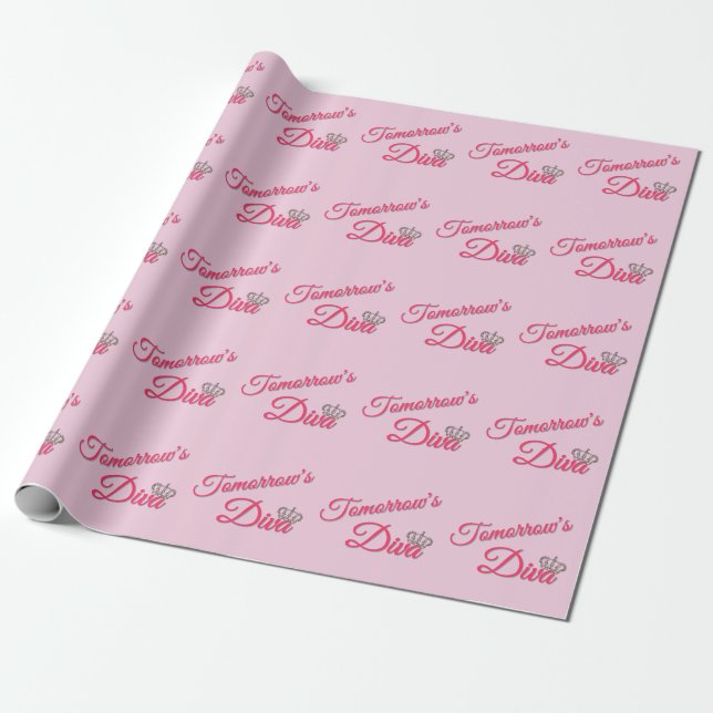 Tomorrow's Diva Pink Wrapping Paper (Unrolled)