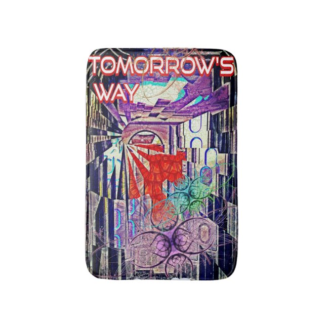 Tomorrow's Way Today Retro Future Art Bath Mat (Front Vertical)