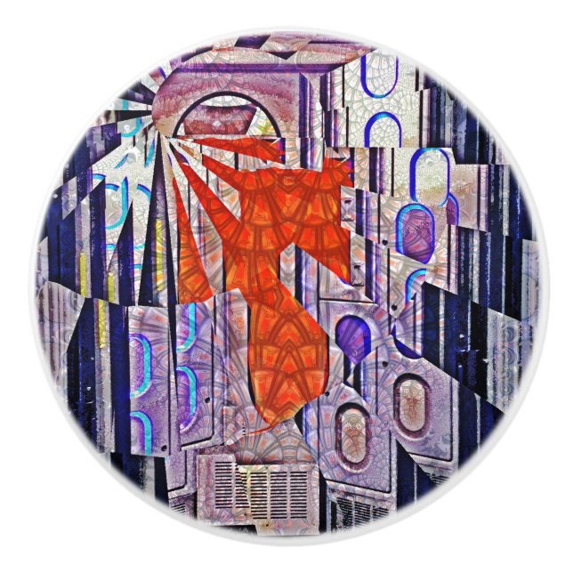 Tomorrow's Way Today Retro Future Art Ceramic Knob (Front)