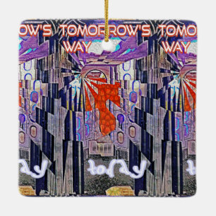 Tomorrow's Way Today Retro Future Art Ceramic Ornament