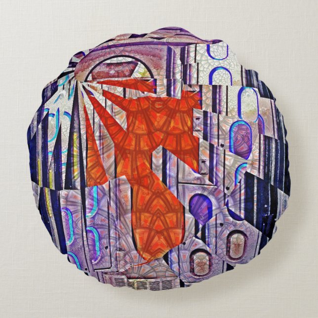 Tomorrow's Way Today Retro Future Art Round Cushion (Back)