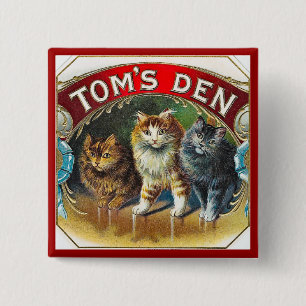 Toms Den Vintage Cigar Label 15 Cm Square Badge