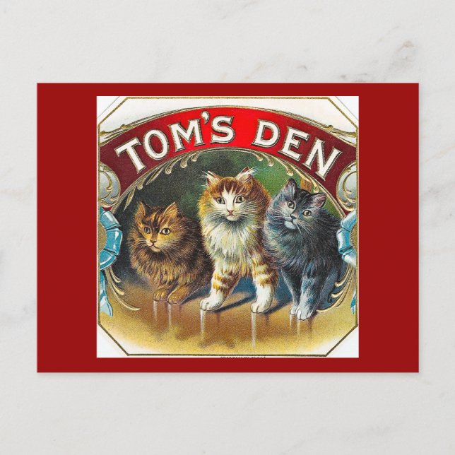 Toms Den Vintage Cigar Label Postcard (Front)